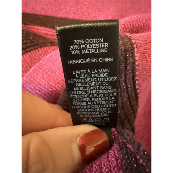 Express Y2K Stripe Metallic Knit Slouch Sweater Women's S Whimsigoth Purple Pink - Picture 6 of 9